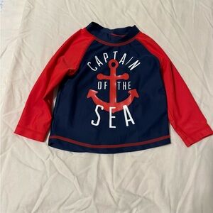Kids Navy & Red 'Captain of the Sea' Long-Sleeve Rash Guard